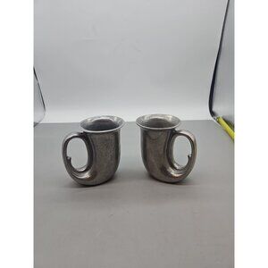 Vintage Wilton Armetale USA Pewter French Horn Mug Cup Lot Of 2
